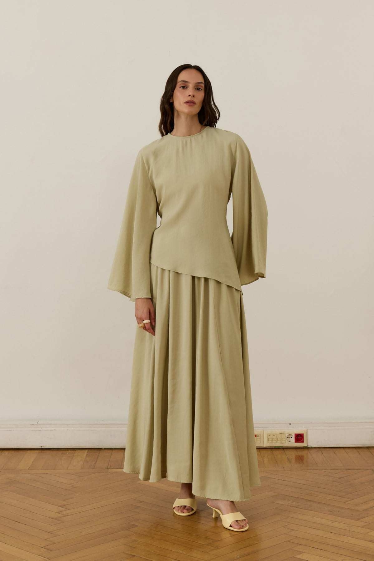 Raya Cupra Suit with Tie-Up Detail Skirt