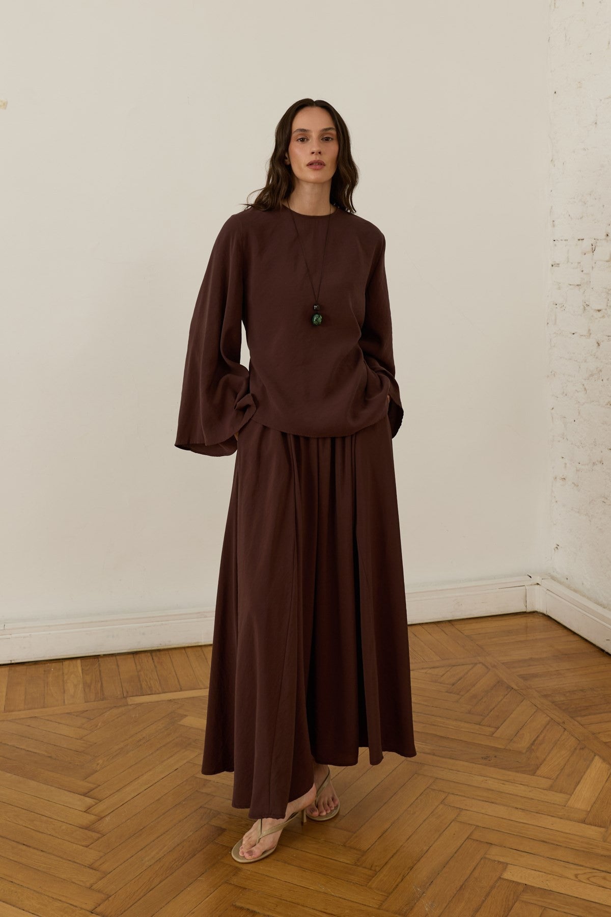 Raya Cupra Suit with Tie-Up Detail Skirt
