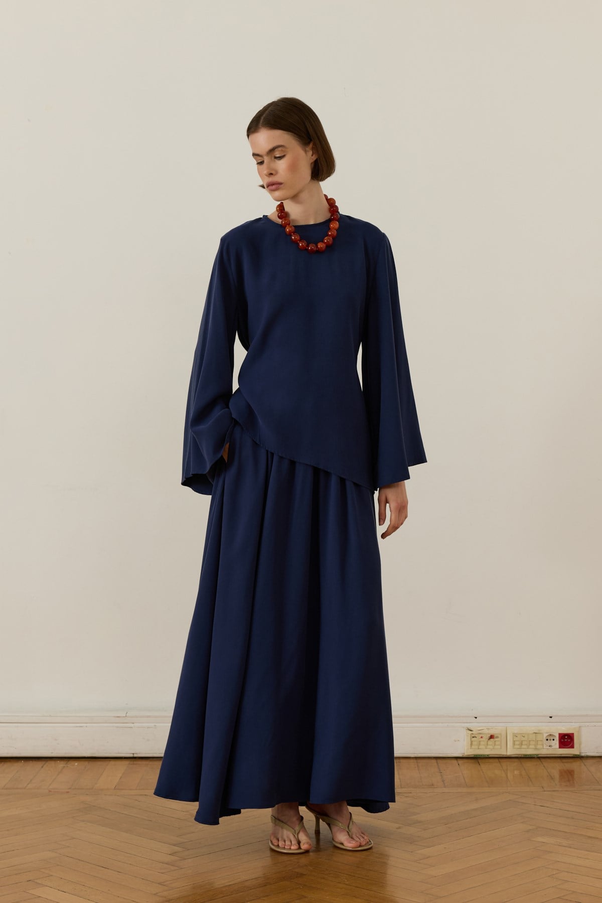 Raya Cupra Suit with Tie-Up Detail Skirt