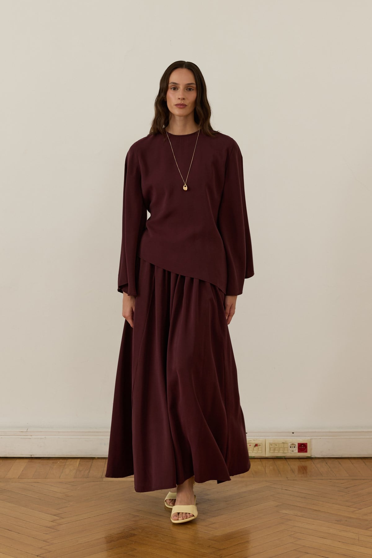 Raya Cupra Suit with Tie-Up Detail Skirt