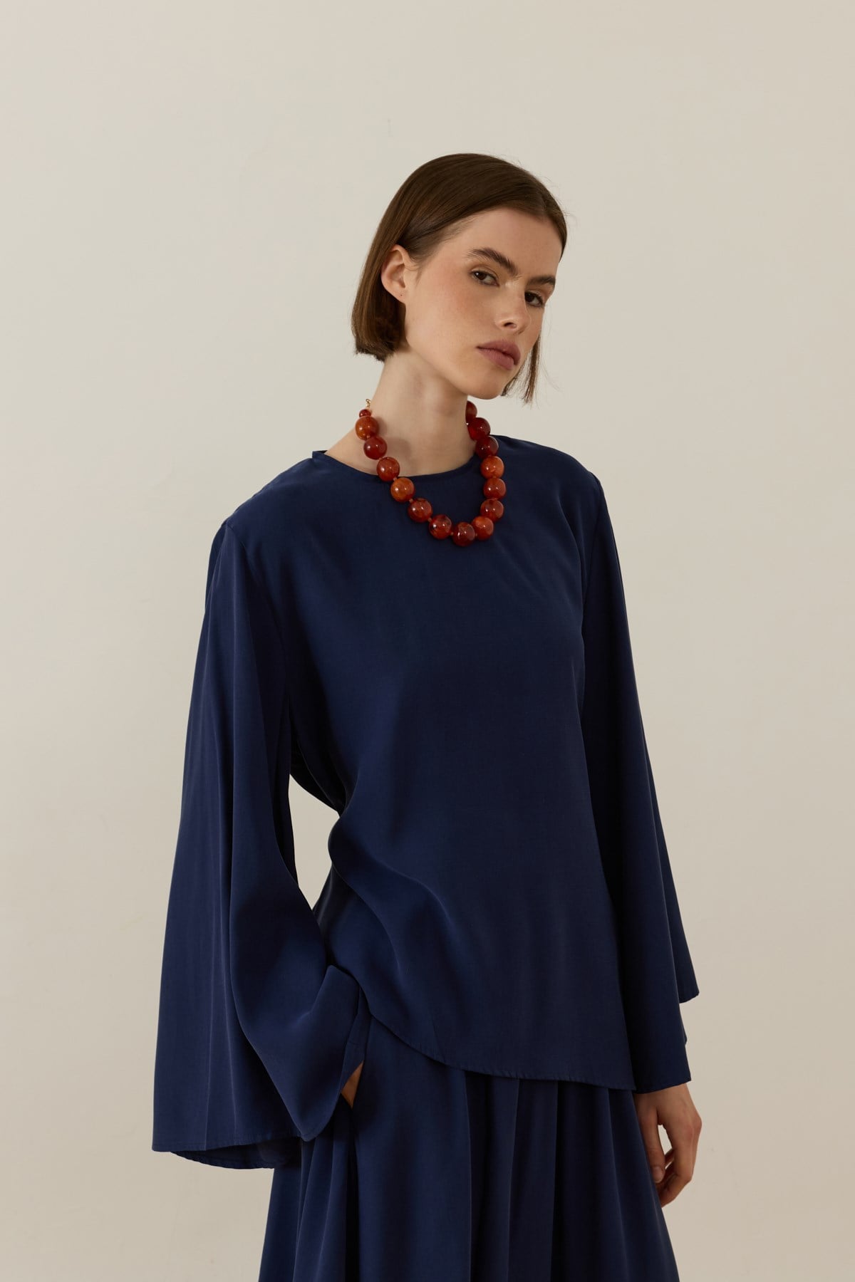 Raya Cupra Suit with Tie-Up Detail Skirt