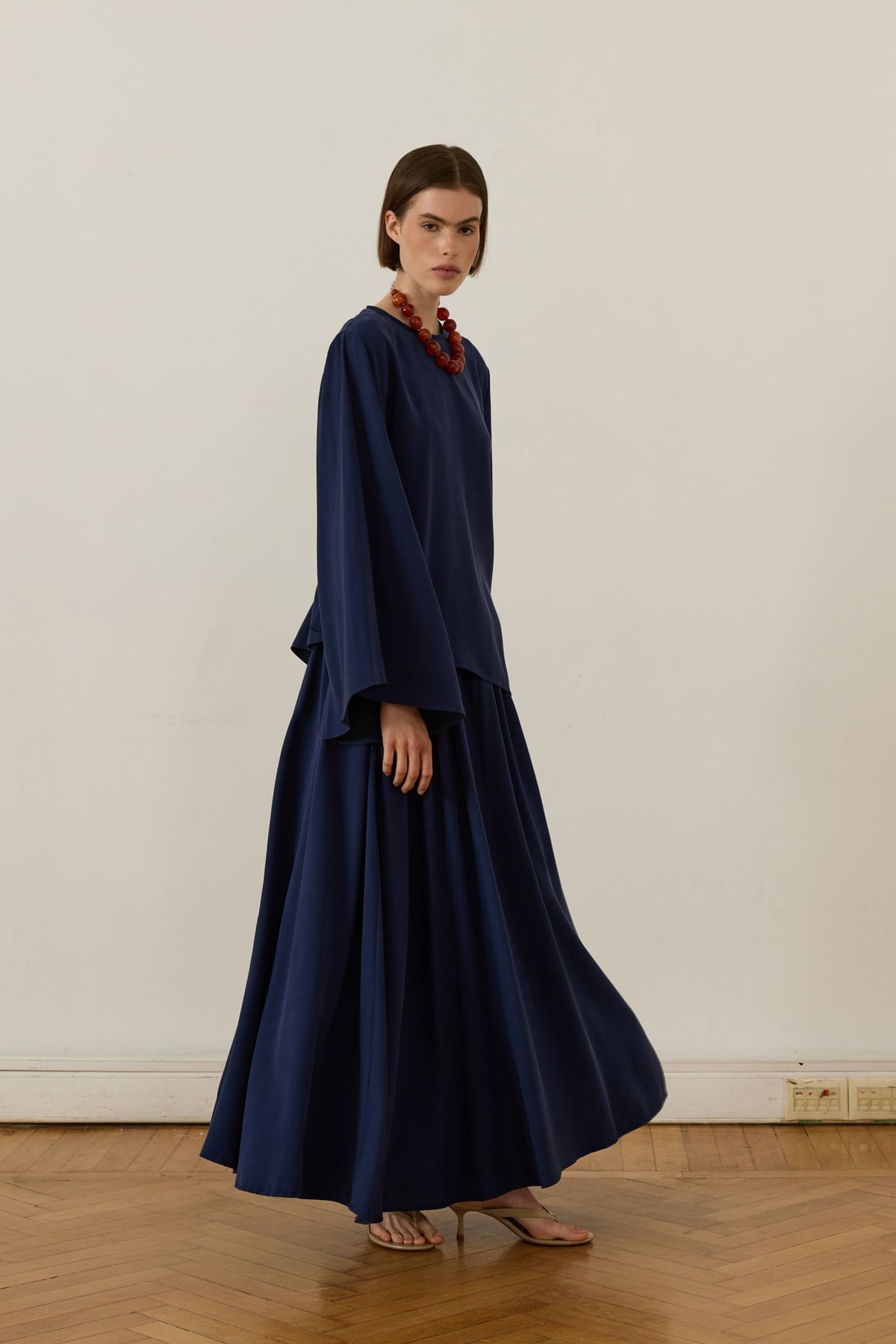 Raya Cupra Suit with Tie-Up Detail Skirt