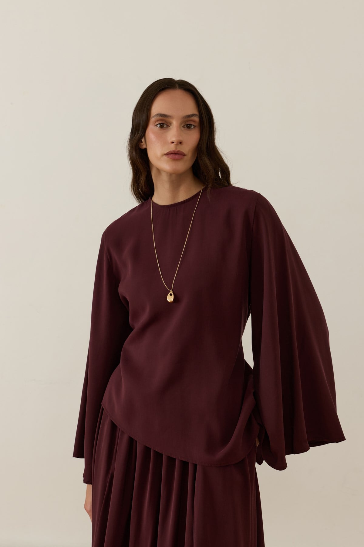 Raya Cupra Suit with Tie-Up Detail Skirt