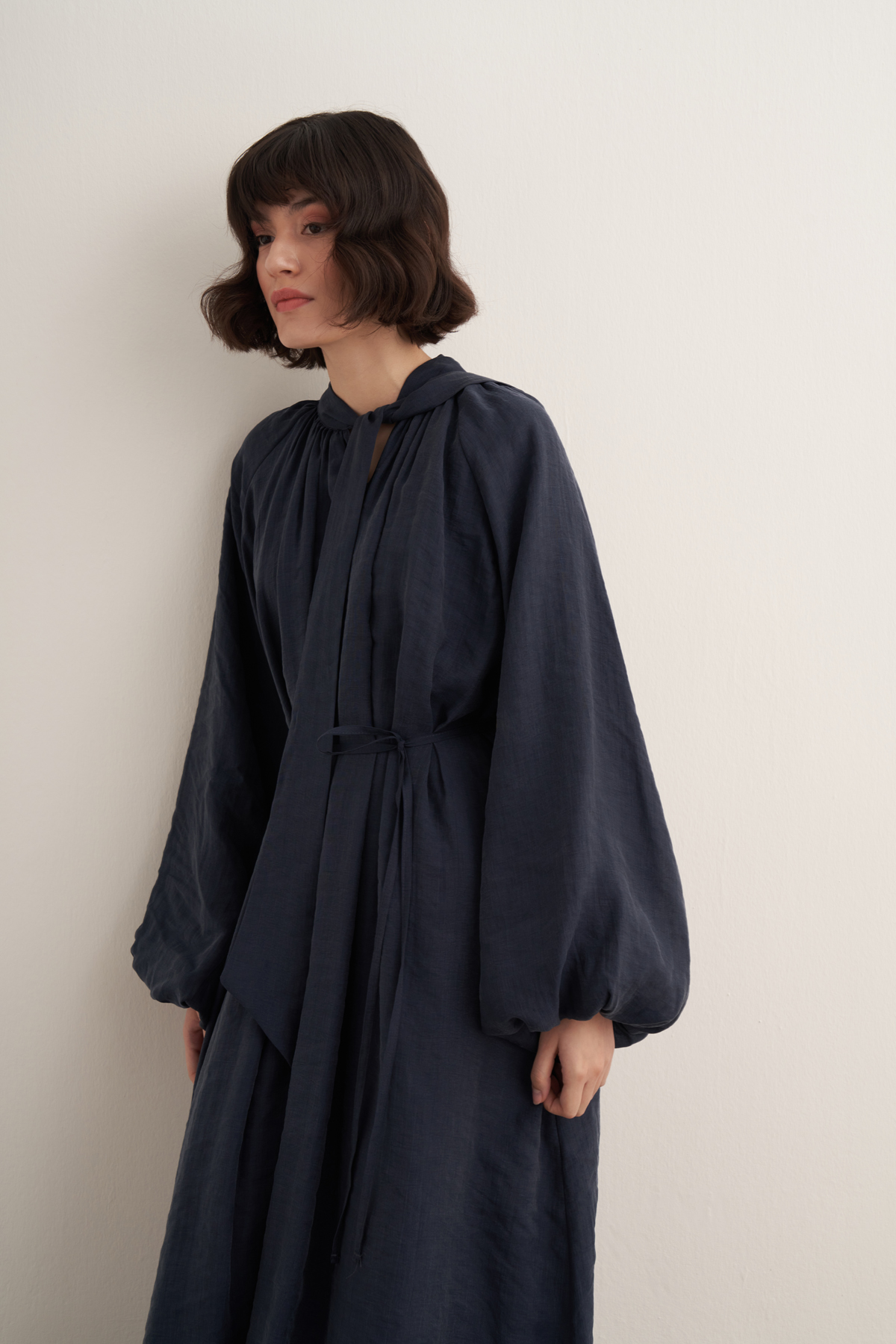 Samira Scarf Collar Draped Dress
